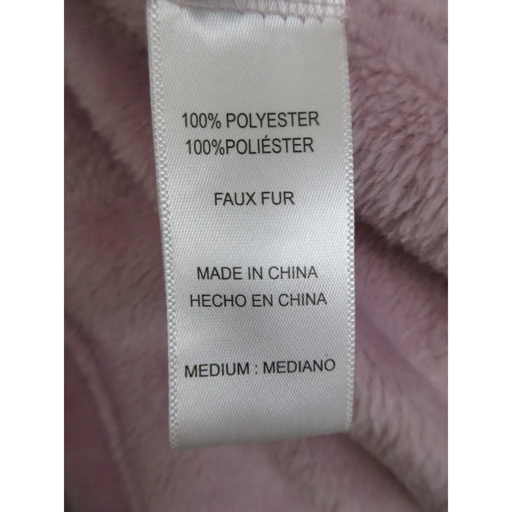 Carole Hochman Plush Fleece Robe Womens M Pink Faux Fur Trim Cozy Cottagecore
